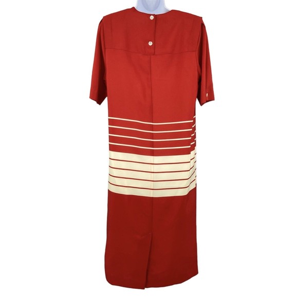 Vintage 90s Red White Modest Short Sleeve Shift Dress Womens Size 10 Ms Chaus - Picture 2 of 10